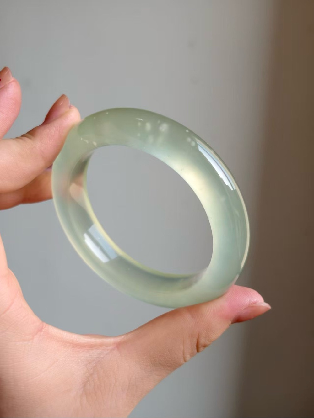 Translucent Pale Green Jade Bangle Bracelet